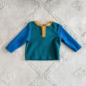 Hanna Andersson Colorblock Long Sleeve Top in Teal, Blue & Mustard